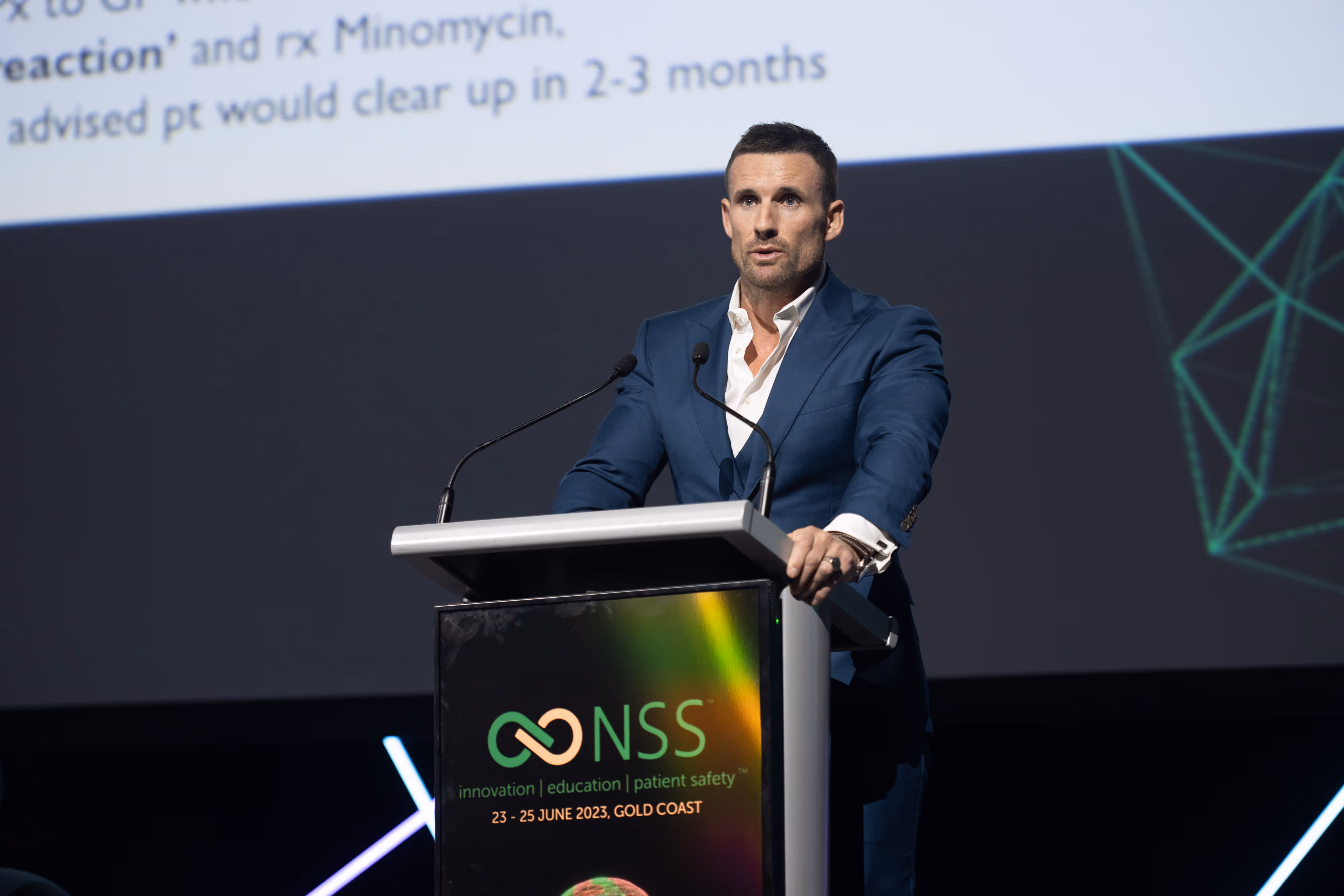 Dr Jonathan Hopkirk speaking at the Non-Surgical Symposium (NSS)