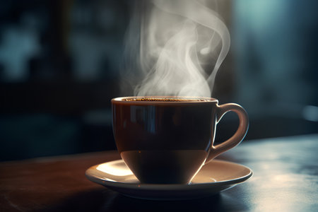 Steaming cup of coffee