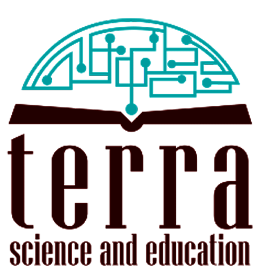Logo with an abstract circuit pattern forming a semi-circle above an open book, and the text 'terra science and education' below.