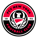 FCY New York Football Club emblem featuring a stylized bird with a red triangular shape and the year 1975.