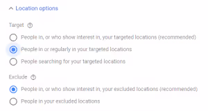 Google Ads Location Targetting