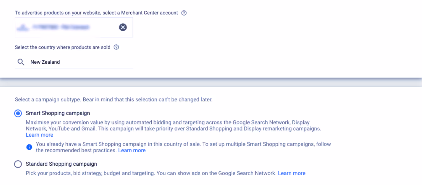 Creating Smart Shopping campaign