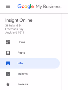 google my business menu
