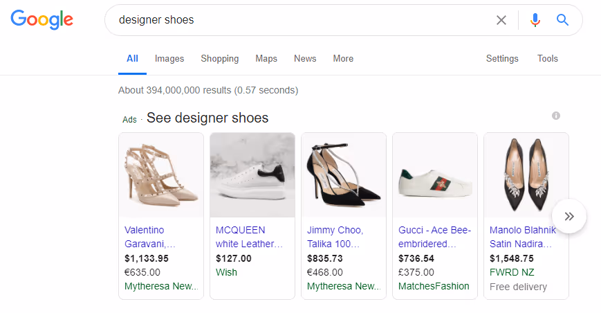 google shoping ads shoes