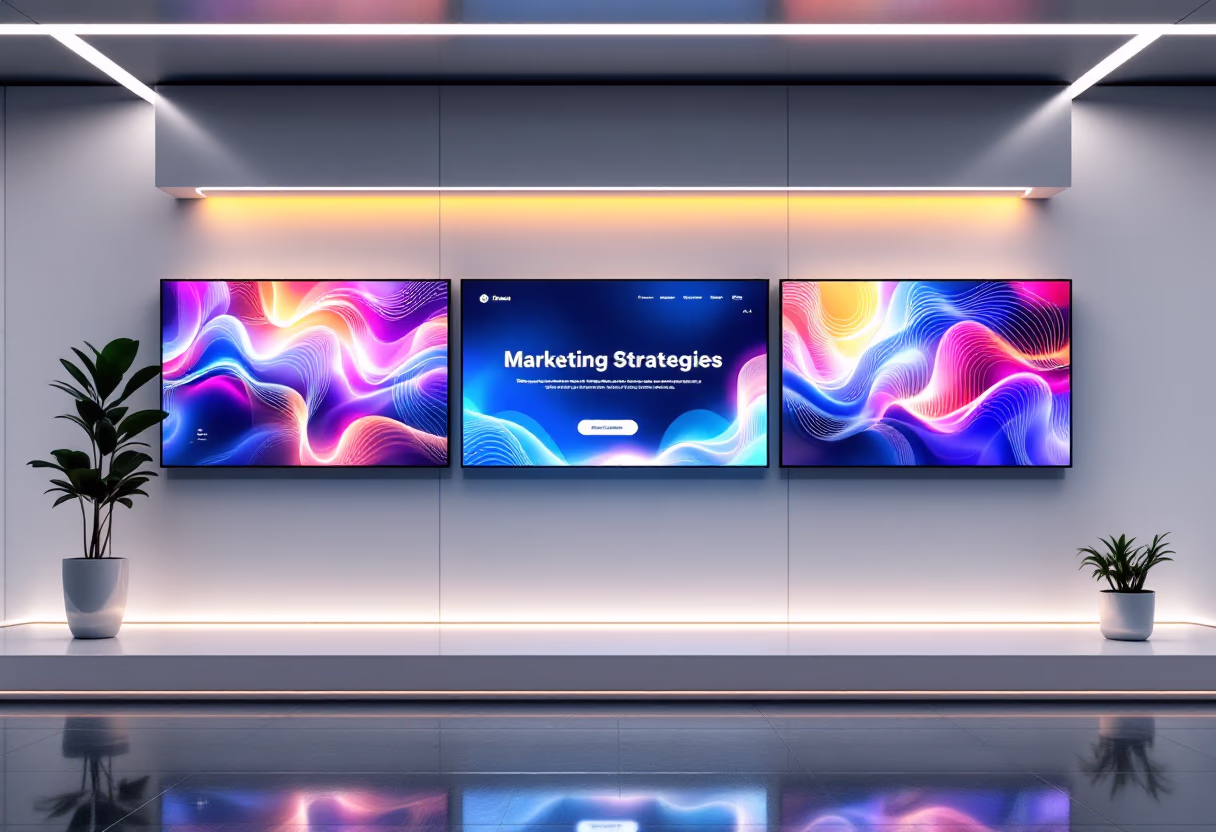[background image] image of a digital display screen with marketing visuals (for a ai marketing tech company)