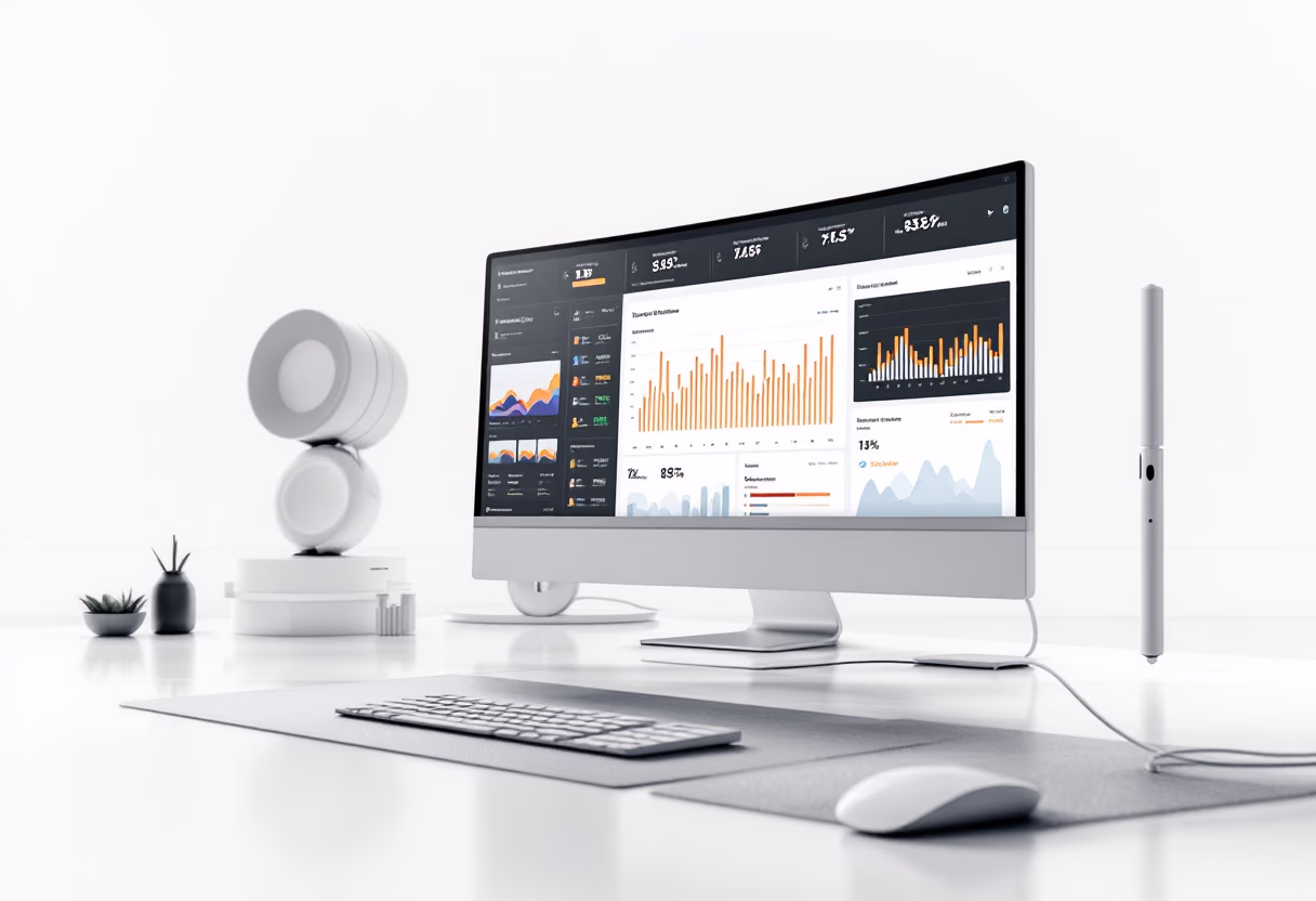 image of computer screens with data dashboards