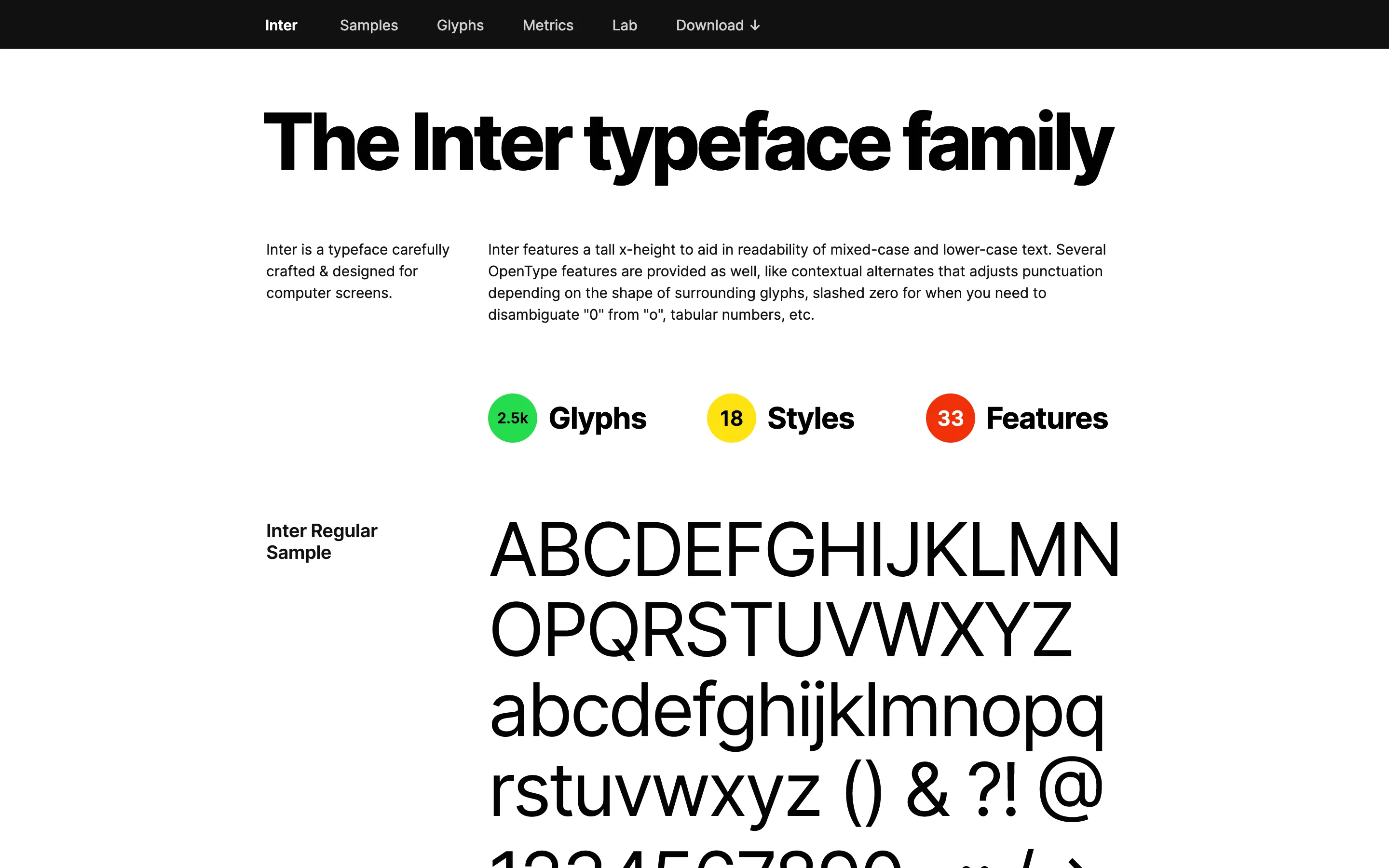 Inter font screenshot