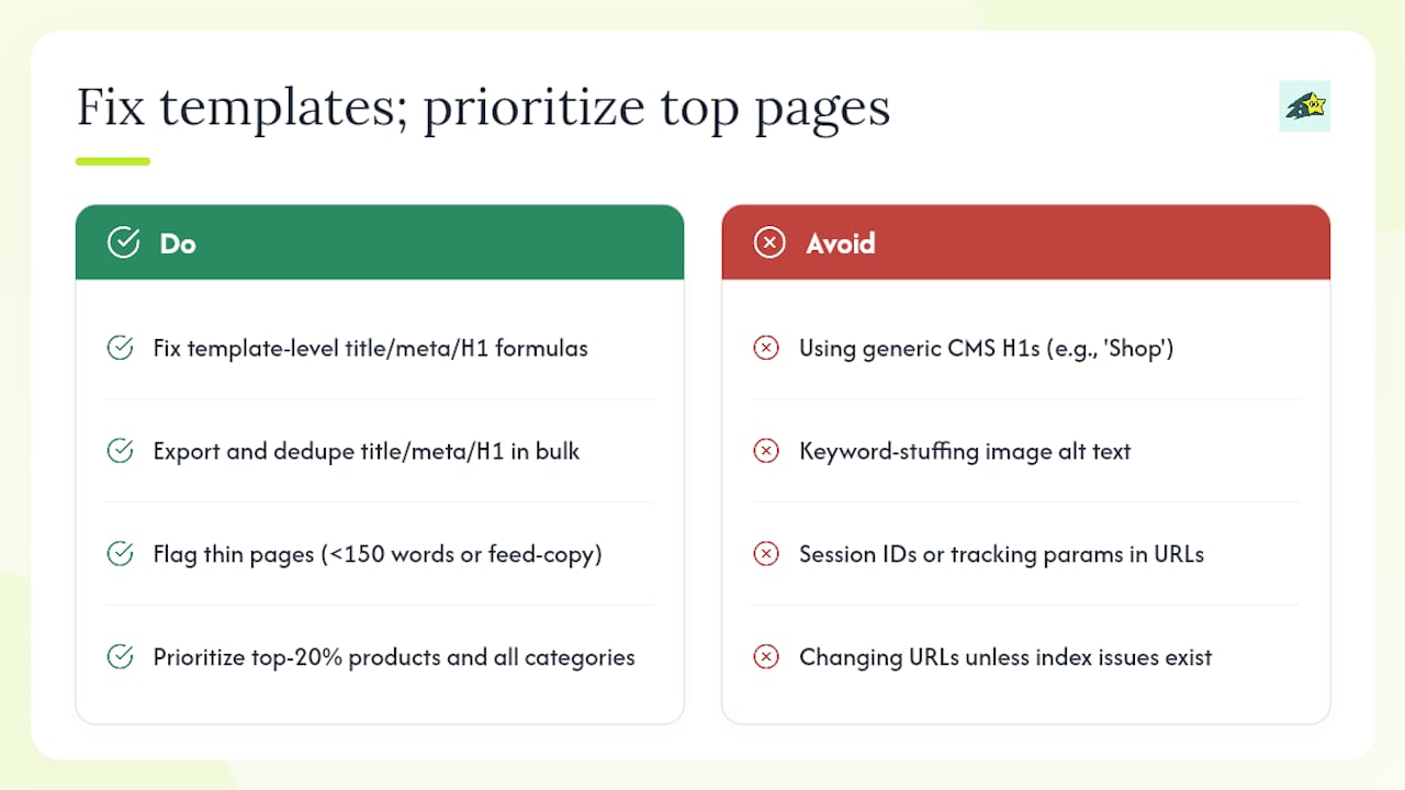 How to audit product and category pages at scale - overview diagram