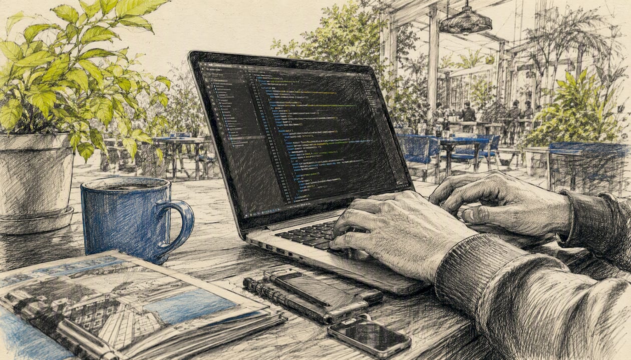 Hands typing code for tracking script integration