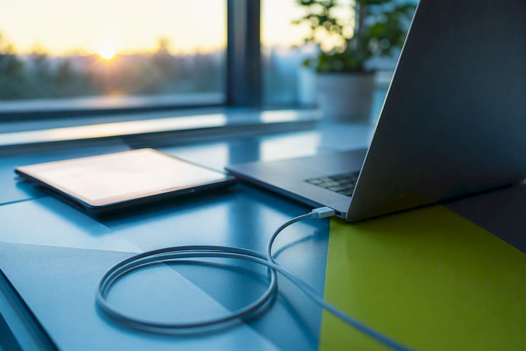 Blurred laptop edge with ambient light