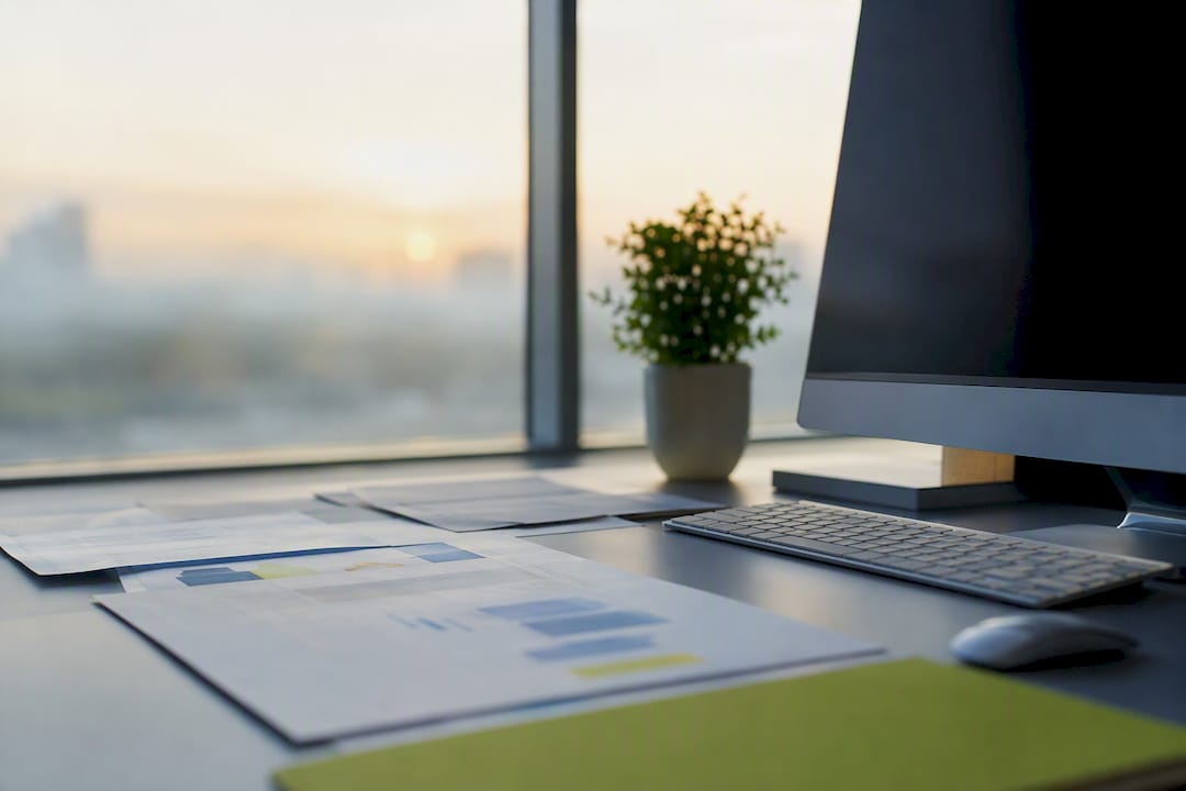 Modern office corner suggesting revenue tracking