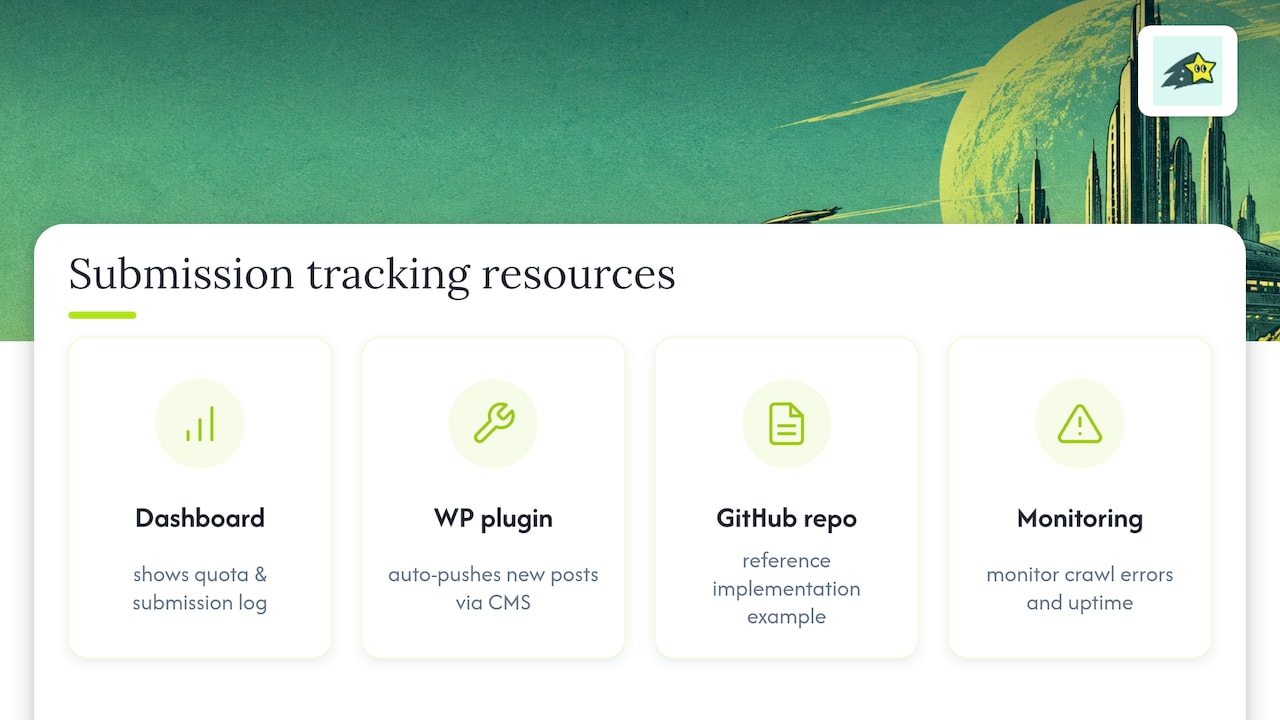 Tracking submission status and indexing progress , overview diagram