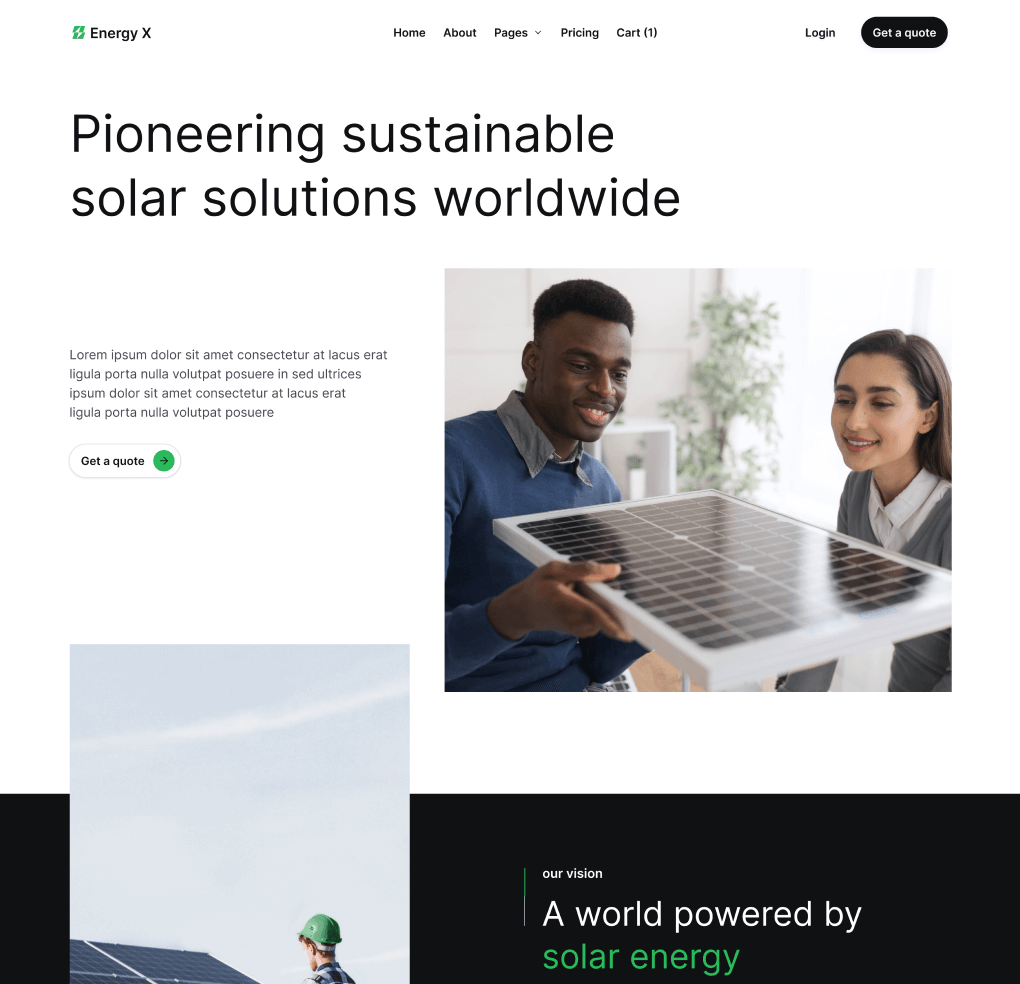 Energy X - About Hero Page Energy Webflow Template