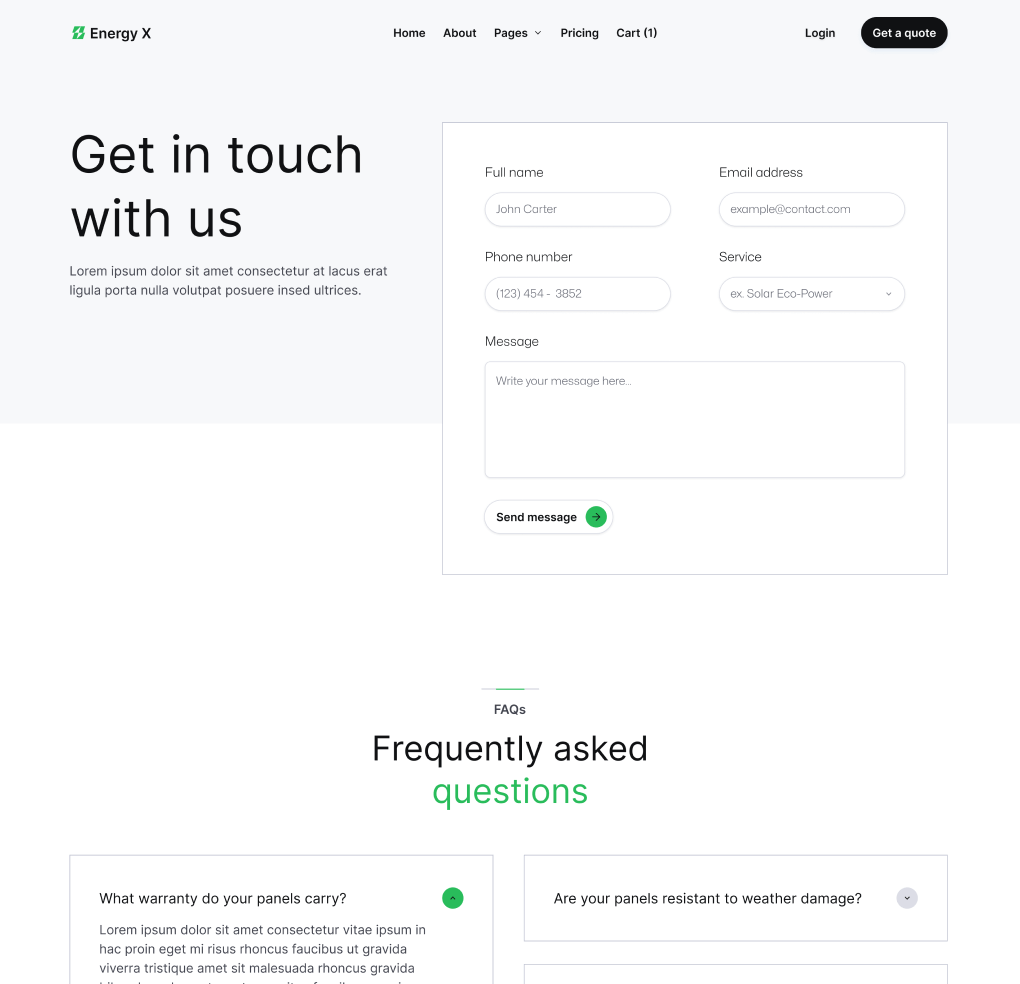Energy X - Contact V3 Hero Page Energy Webflow Template