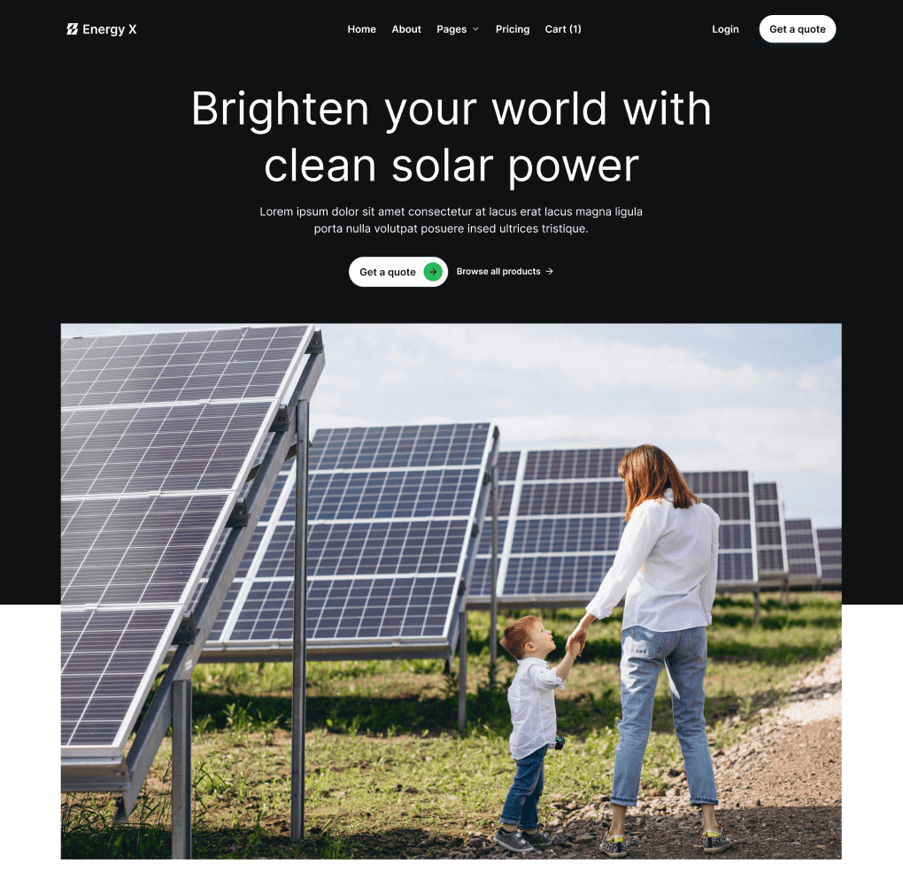 Energy X - Home V3 Hero Page Energy Webflow Template
