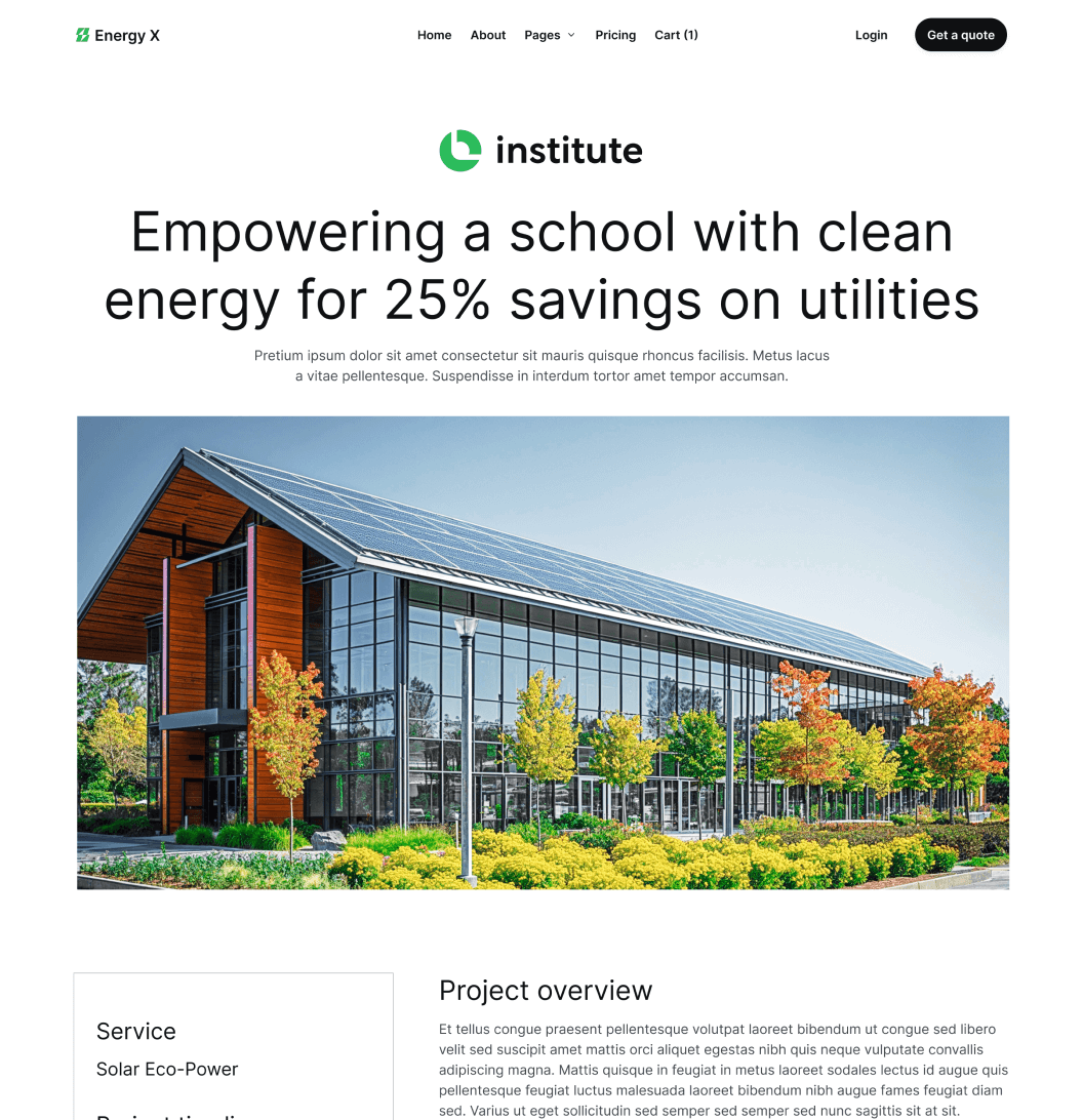 Energy X - Case Study Single Main Page Energy Webflow Template