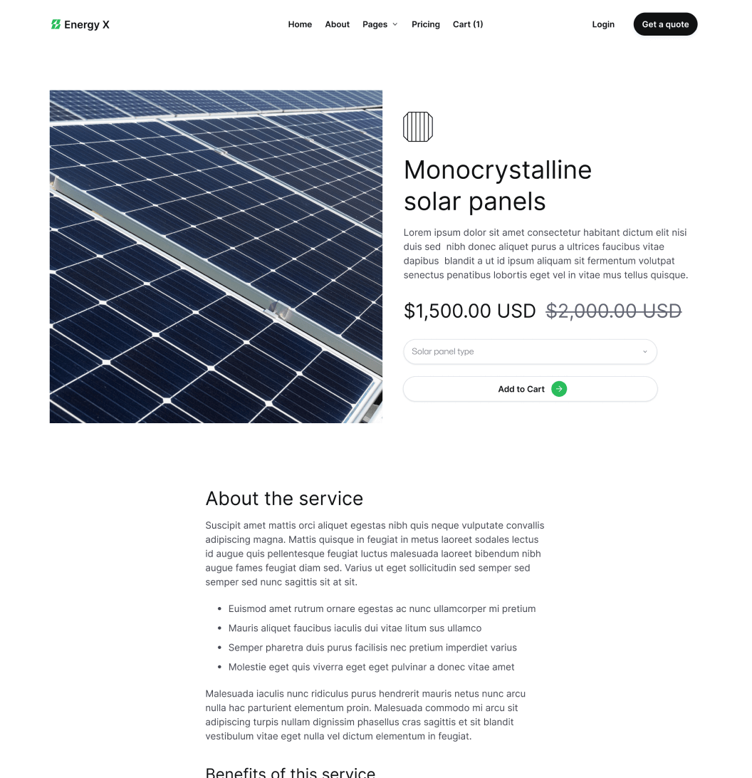 Energy X - Product Single Main Page Energy Webflow Template