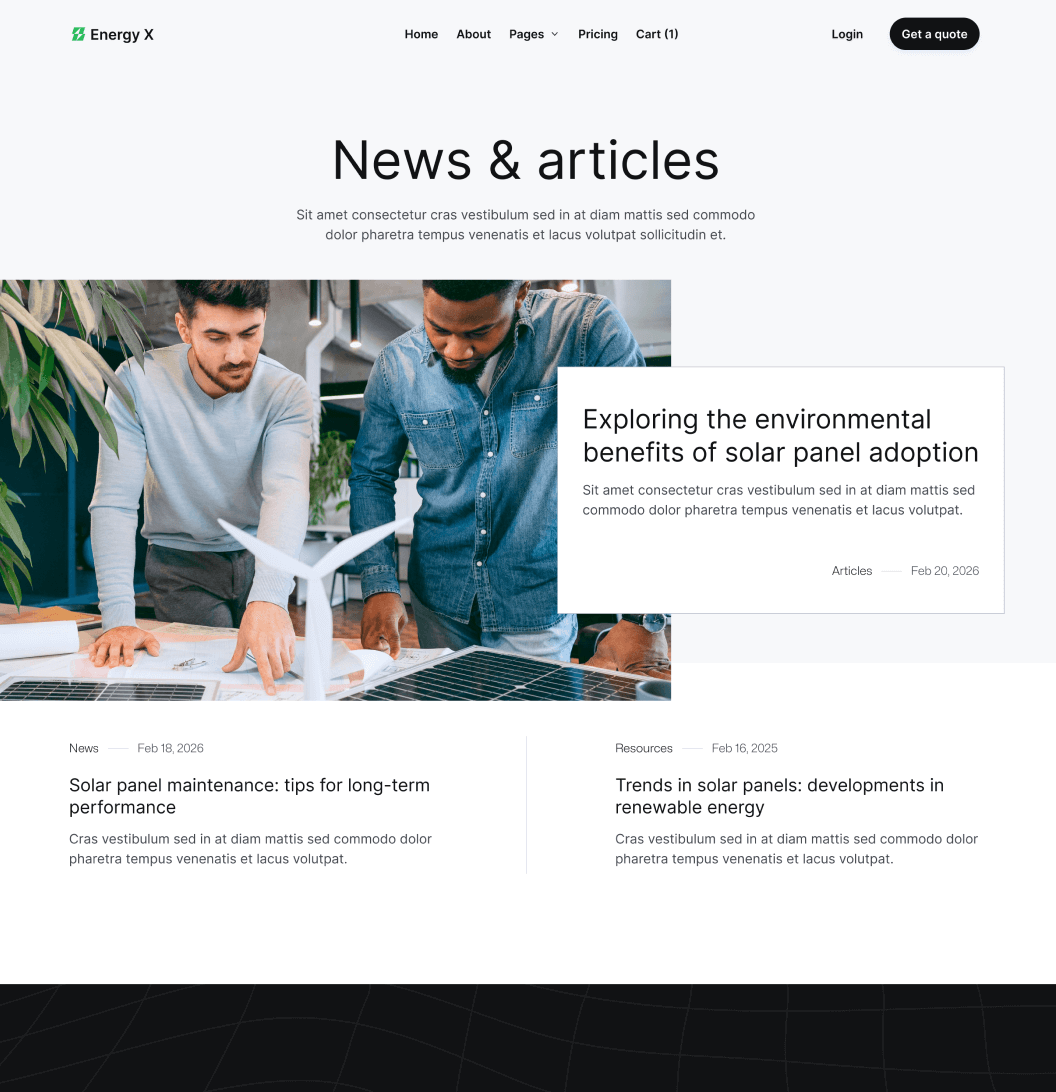Energy X - Blog V1 Main Page Energy Webflow Template