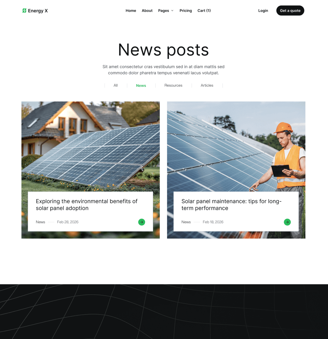 Energy X - Blog Category Main Page Energy Webflow Template