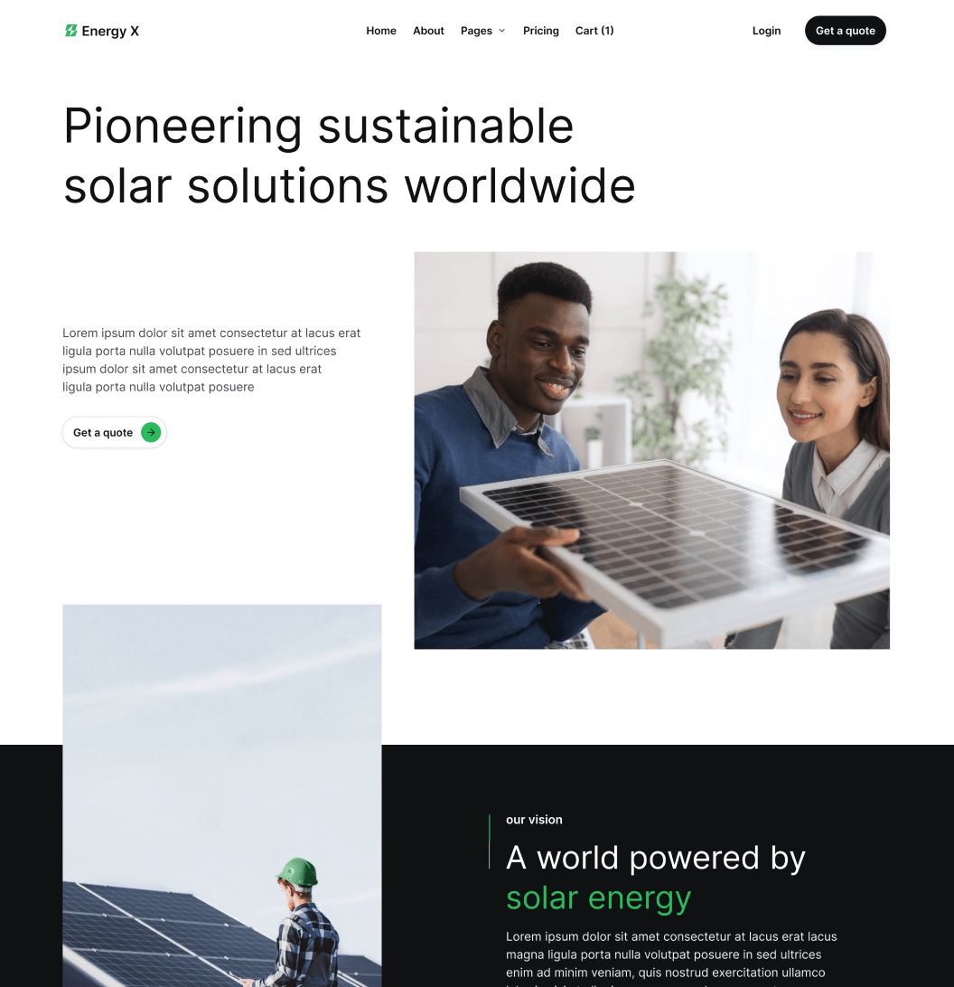 Energy X - About Main Page Energy Webflow Template