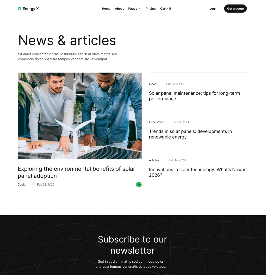 Energy X - Blog V2 Main Page Energy Webflow Template