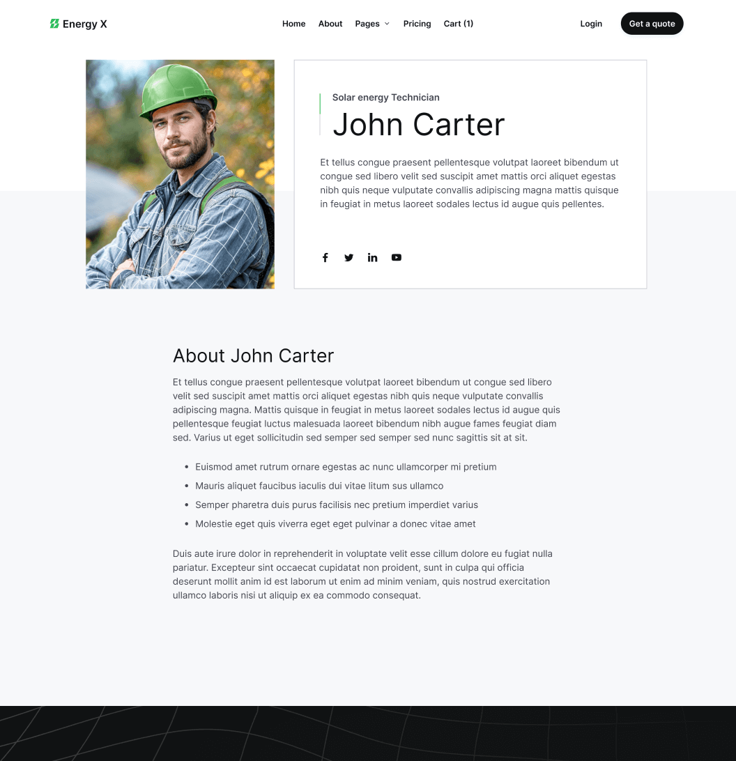 Energy X - Team Single Main Page Energy Webflow Template