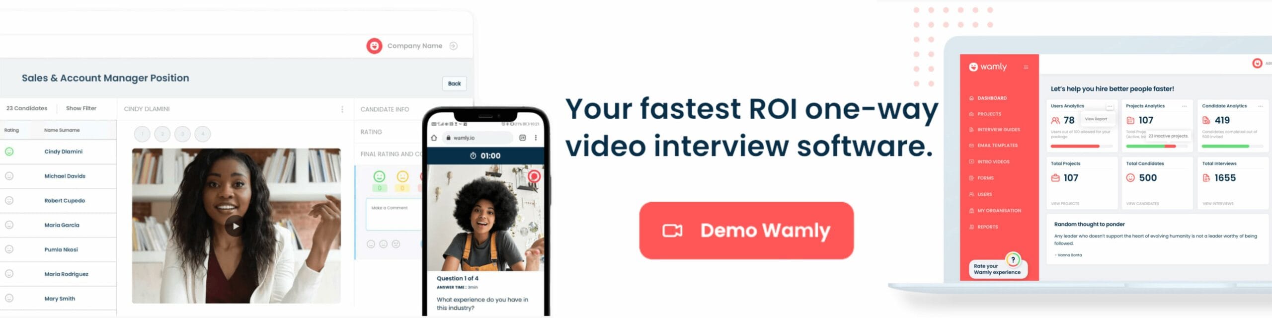 Demo Wamly's one way interview software