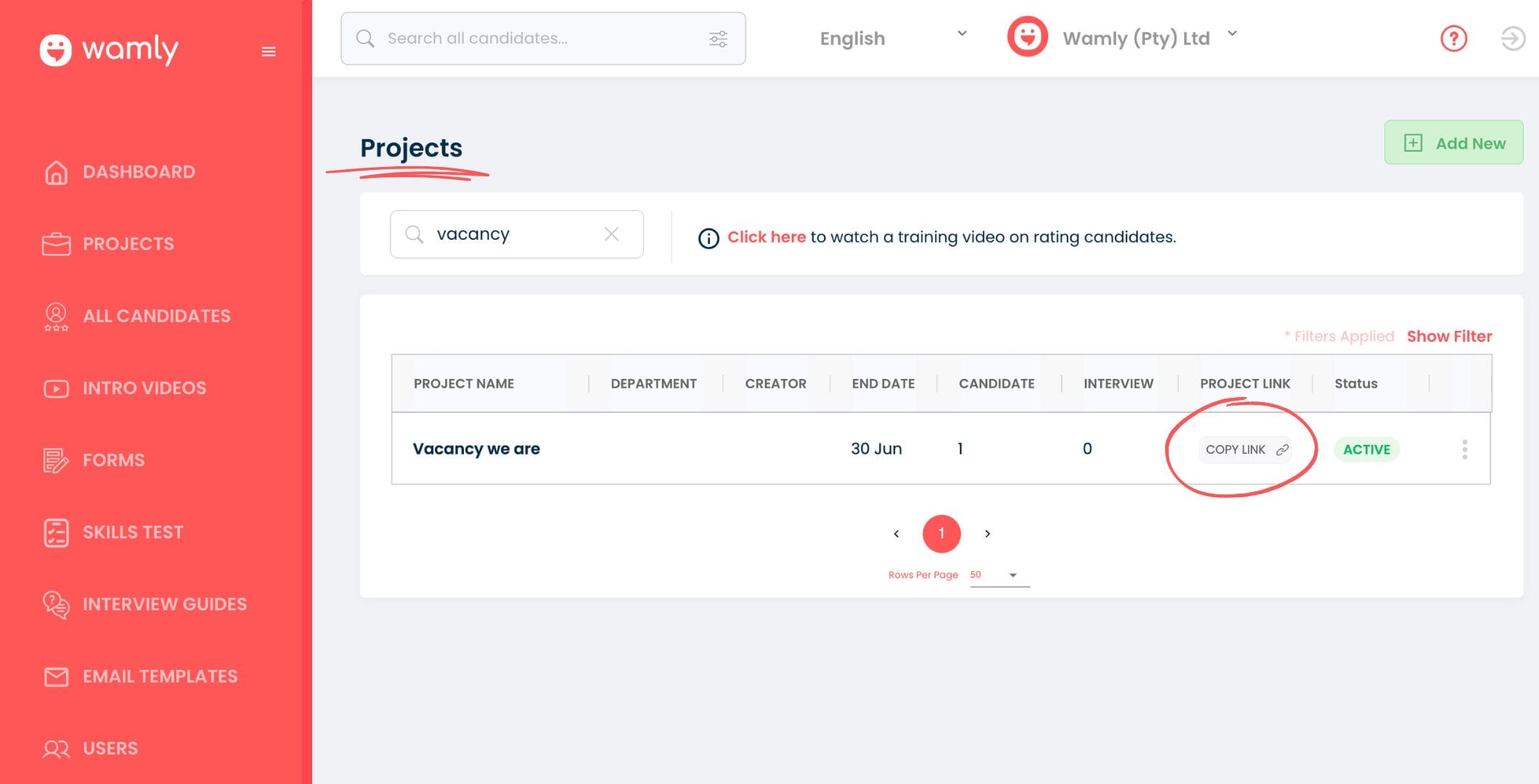 What is Wamly’s Shareable Project Links Feature?