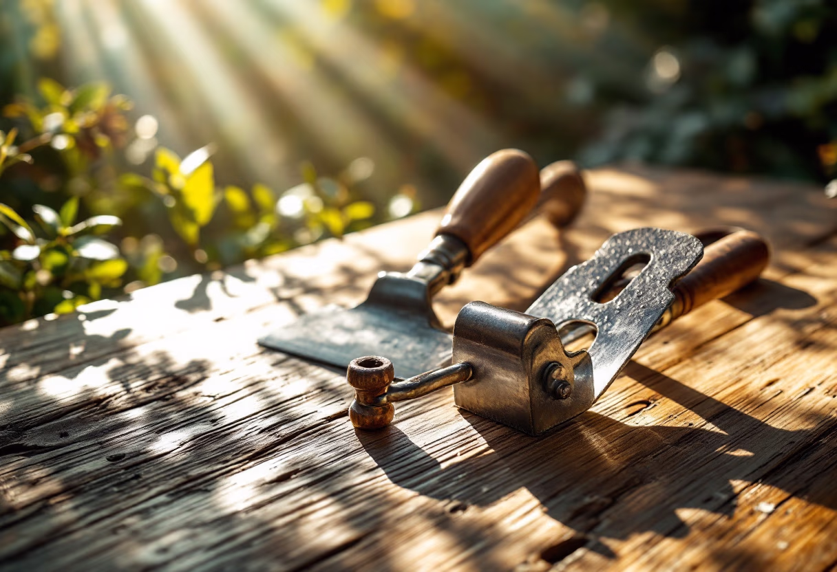 [background image] of old construction tools for a roofing contractor