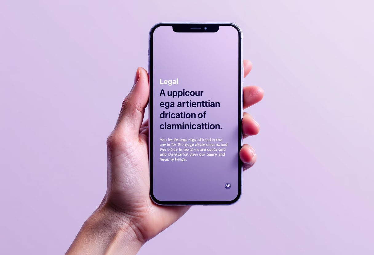 image of mobile device with legal article displayed