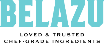 Belazu company logo with turquoise bold uppercase letters.