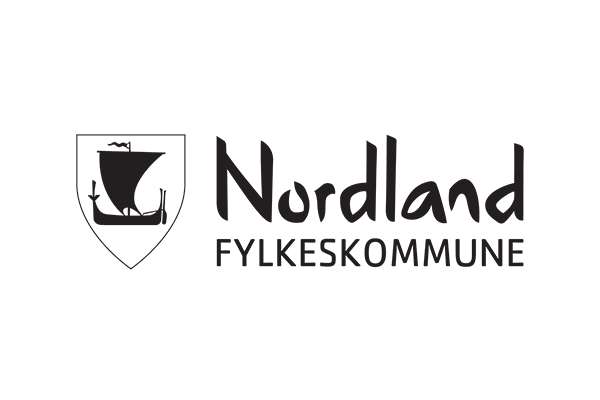 Nordland fylkeskommune black wordmark with longship shield