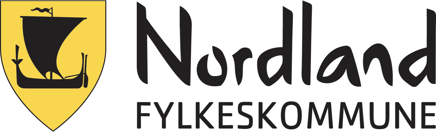 Nordland fylkeskommune logo with yellow shield and longship