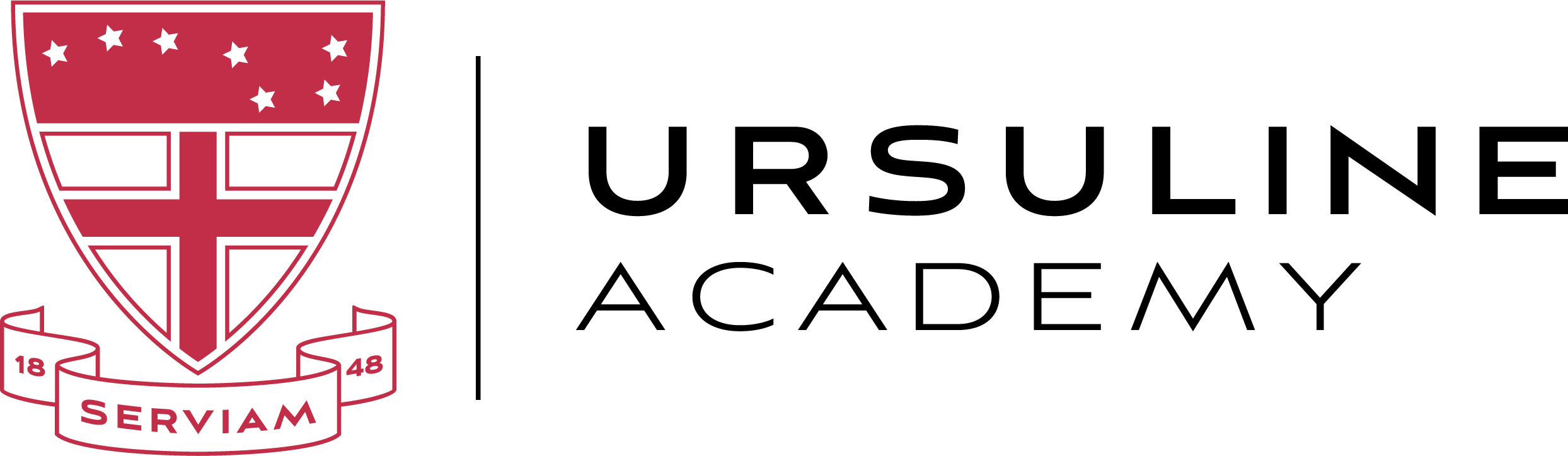 Ursuline Academy crest with SERVIAM banner
