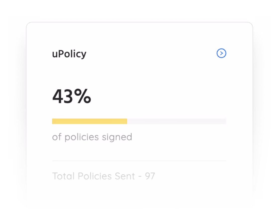 A uPolicy screenshot showing the percentage of policies a user has signed