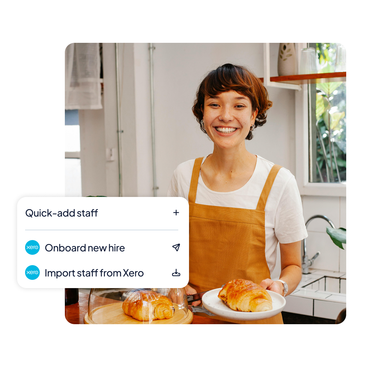 Hover to quick-add staff, onboard new hire or import staff from Xero