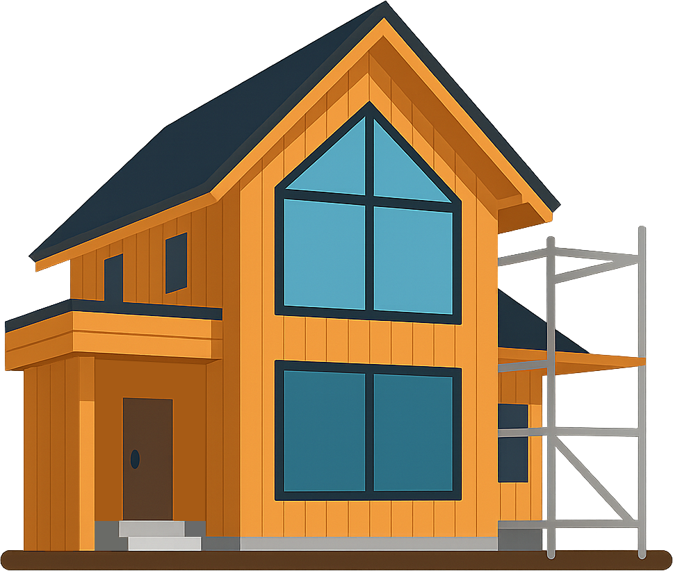 Cliente vérifiant son projet pendant qu’un artisan installe une structure en bois, symbole de confiance et transparence