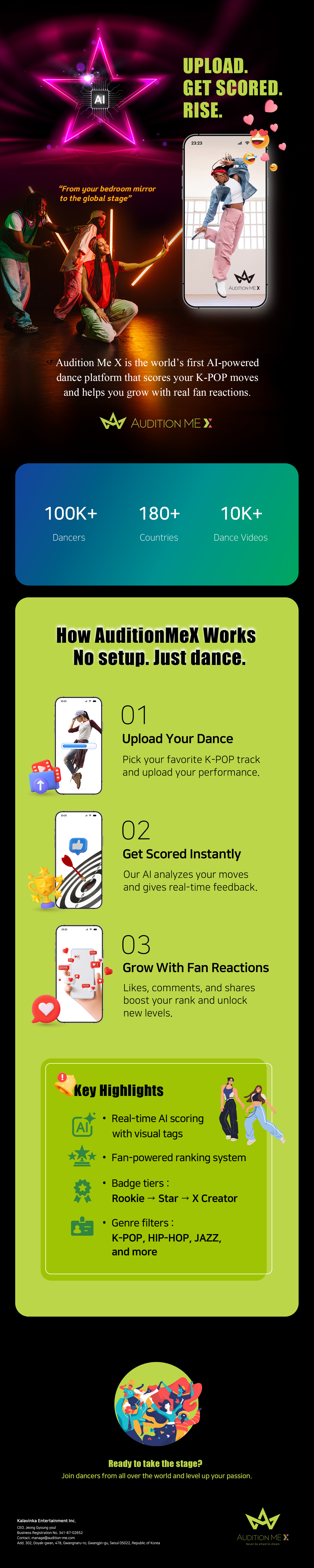 Dancers showcase vibrant K-pop choreography with AI-powered scoring and enthusiastic fan reactions online.