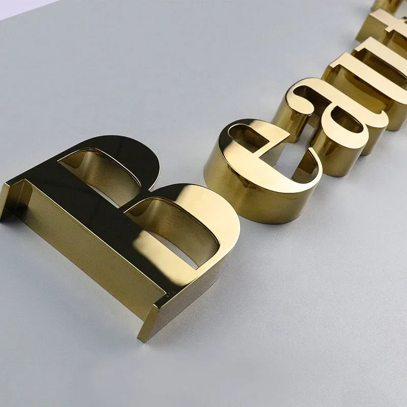 Commercial Exterior Signs: Golden 3D Letters for Awnings and Shades