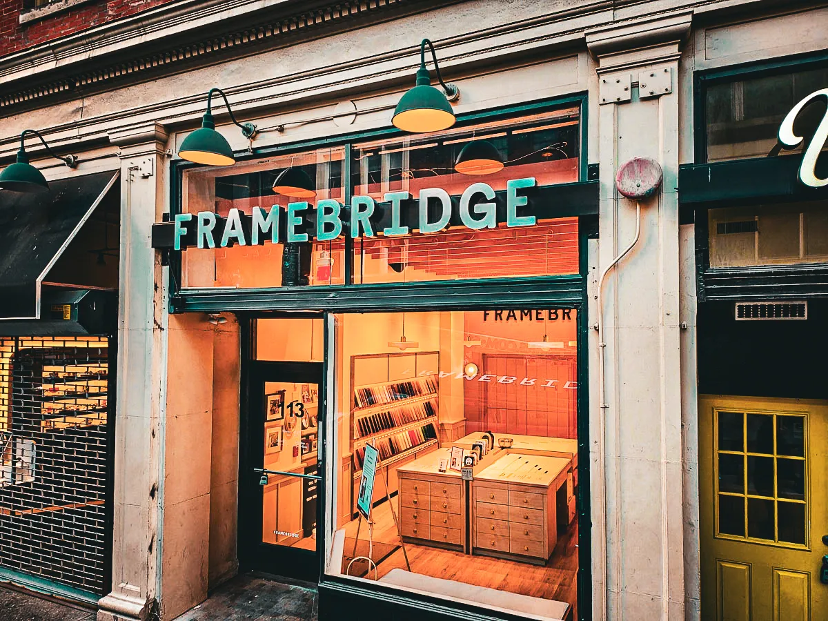 Commercial Exterior with Framebridge Signs, Awnings, and Interior Display