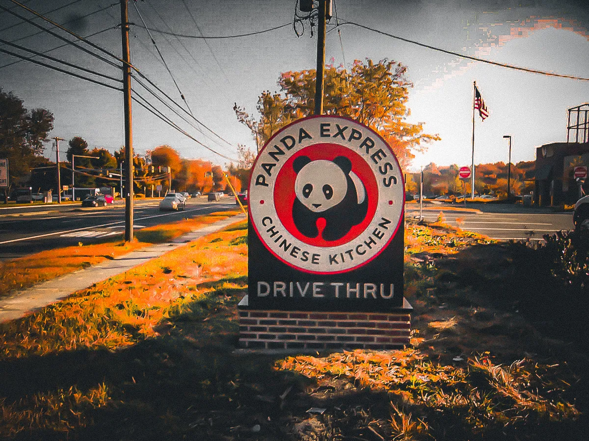 Commercial exterior sign for Panda Express Chinese Kitchen with drive-thru