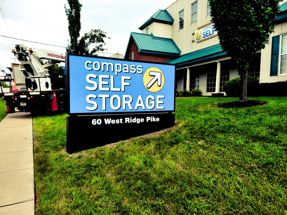 Martino Signs designs Compass Self Storage sign at 60 West Ridge Pike