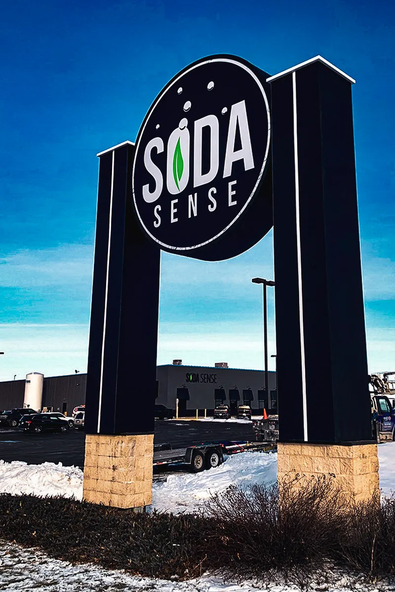 Commercial Exterior Signs: Soda Sense Large Black Logo Landmark Awning