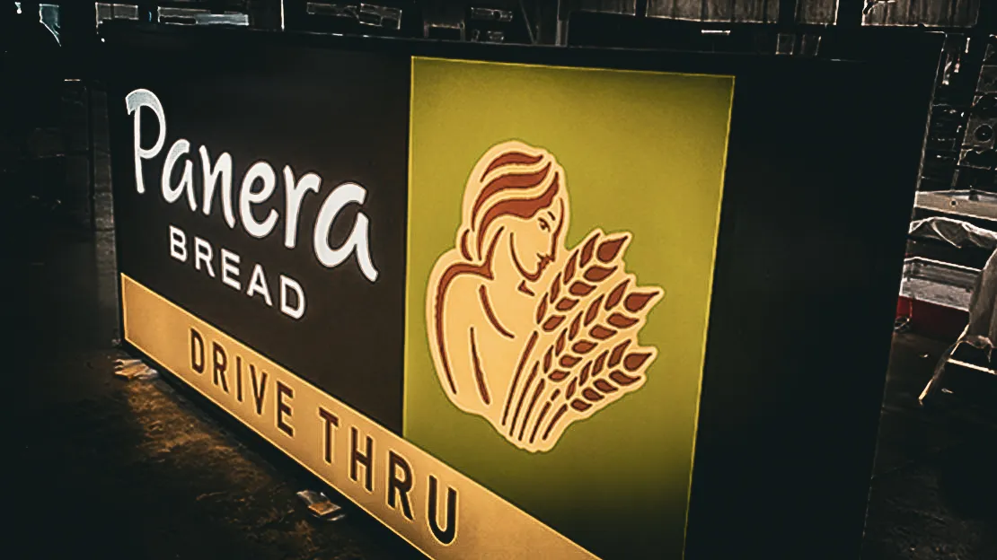 Commercial Exterior Sign for Panera Bread Drive Thru with Wheat Logo
