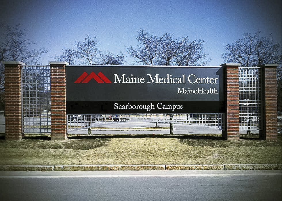 Commercial exterior sign for Maine Medical Center Scarborough Campus with shades