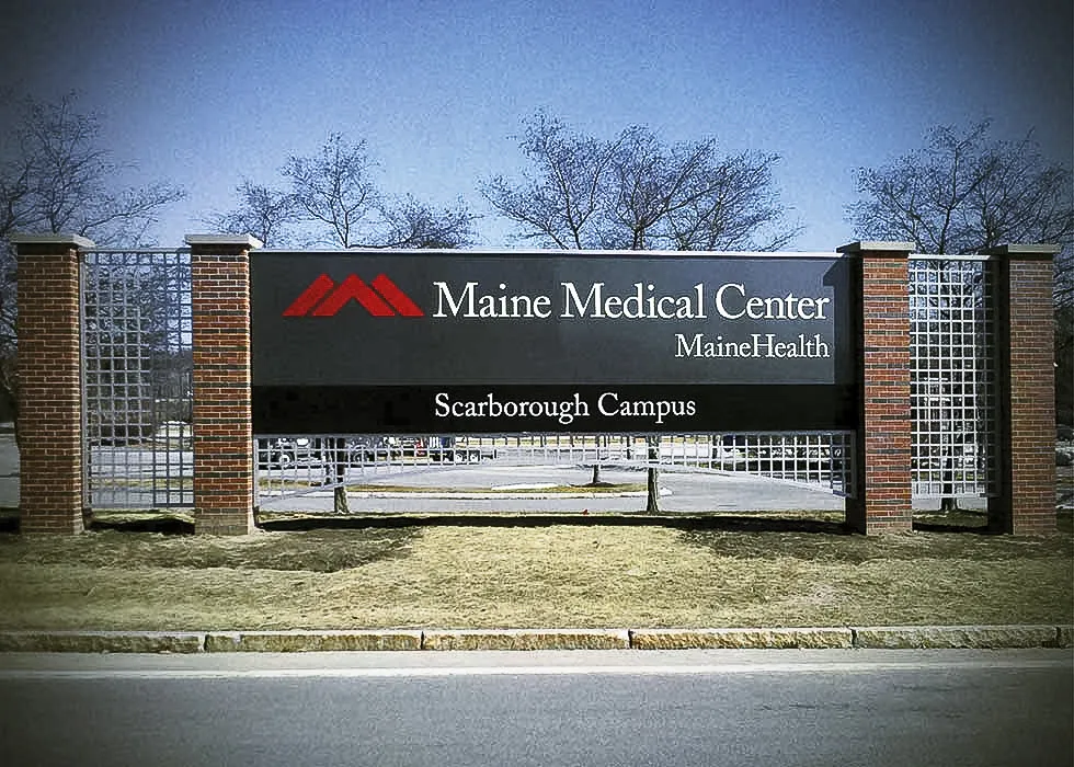 Commercial exterior sign for Maine Medical Center Scarborough Campus with shades