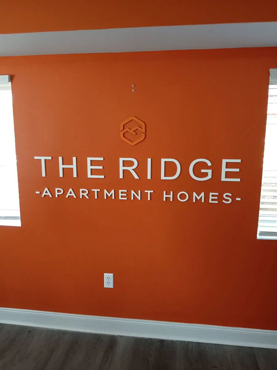 Commercial Interior Sign for The Ridge Apartment Homes with Exterior Awnings