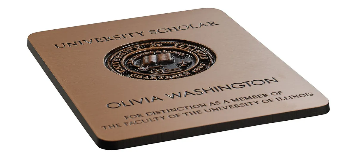 Commercial University Scholar Bronze Plaque with Exterior Signage Design