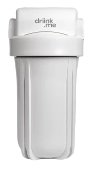 White driink.me branded water filter cartridge housing.