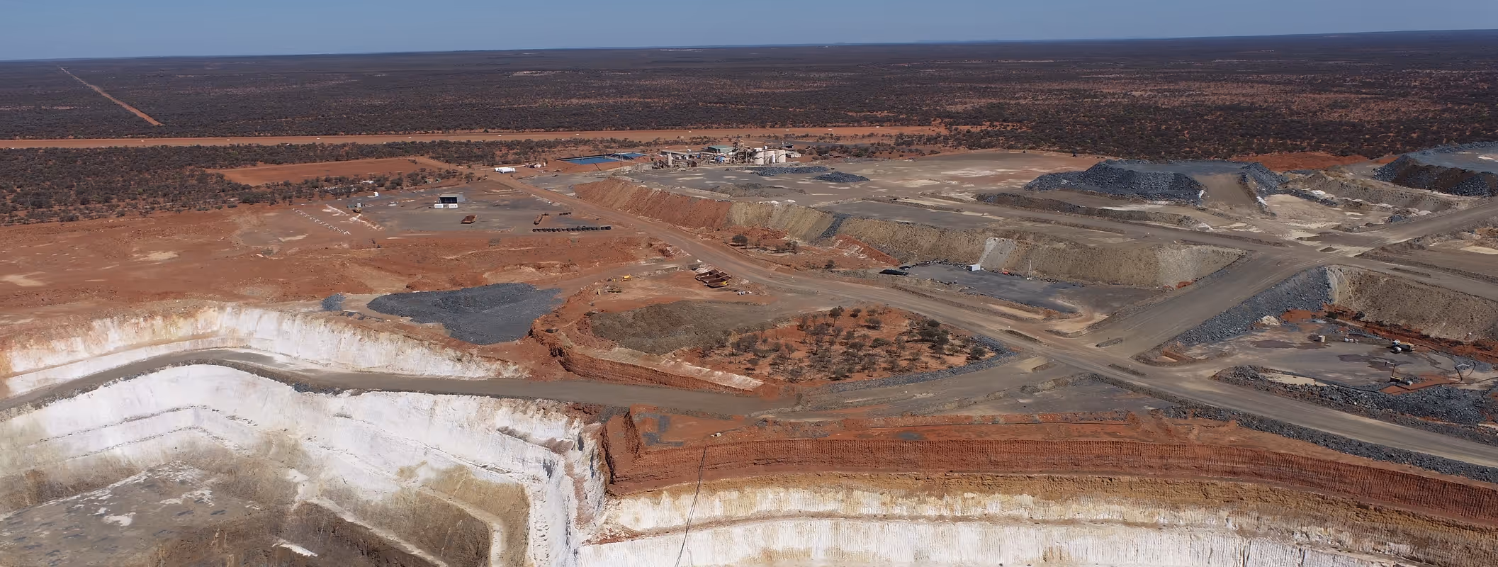 Aerial view of gold mining site and infrastructure in WA
